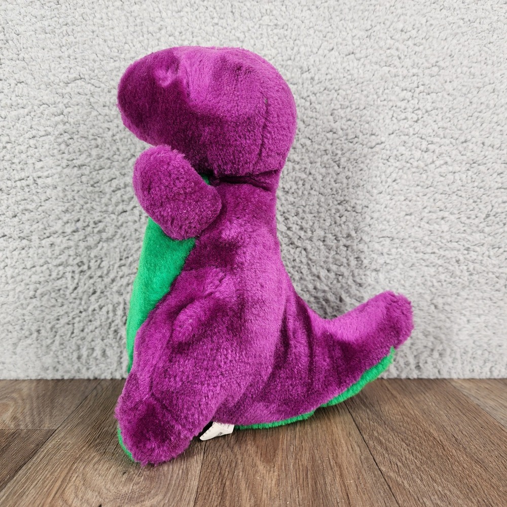 Vintage Barney the Dinosaur Plush Purple Green Stuffed Animal Yellow Bow Tie 12" - Picture 3 of 10